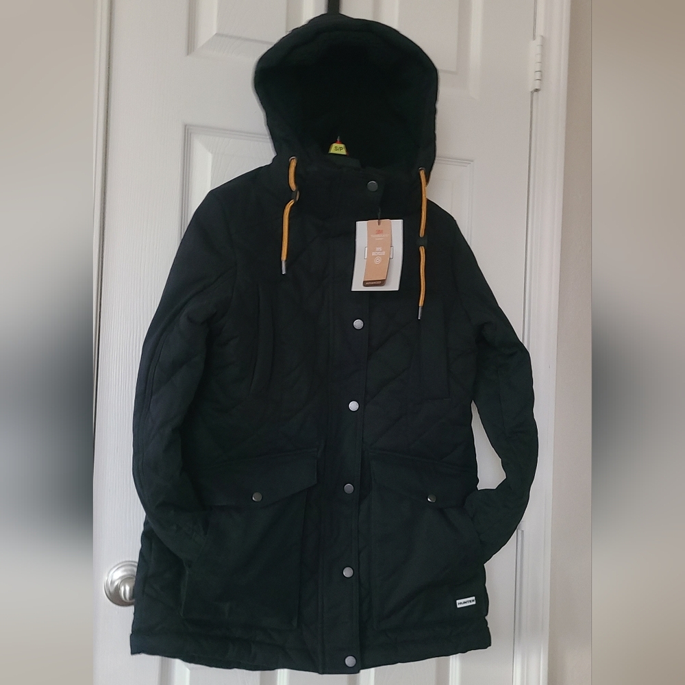 New Womens Hunter Field Jacket Blsck Coat Diamond Quilted Cotton Blend